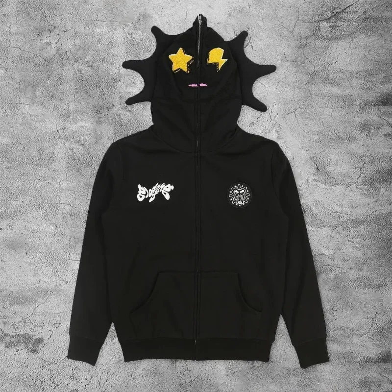 Women'S Fashion Zip Up Hoodies - 여성 남성 Y2K 패션 까마귀 편지