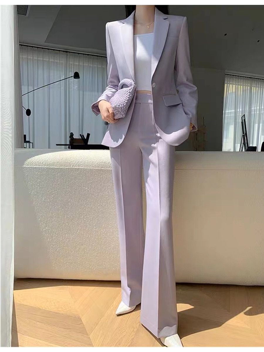 Women'S Fashion Blazer - 올링엔틀 퍼플 여성용 투피스 수트 원버튼