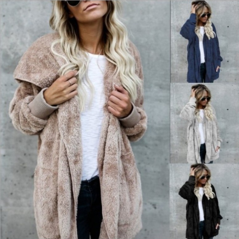 Sherpa Coat Women - 따뜻한 플러시 인조 모피 코트 양면