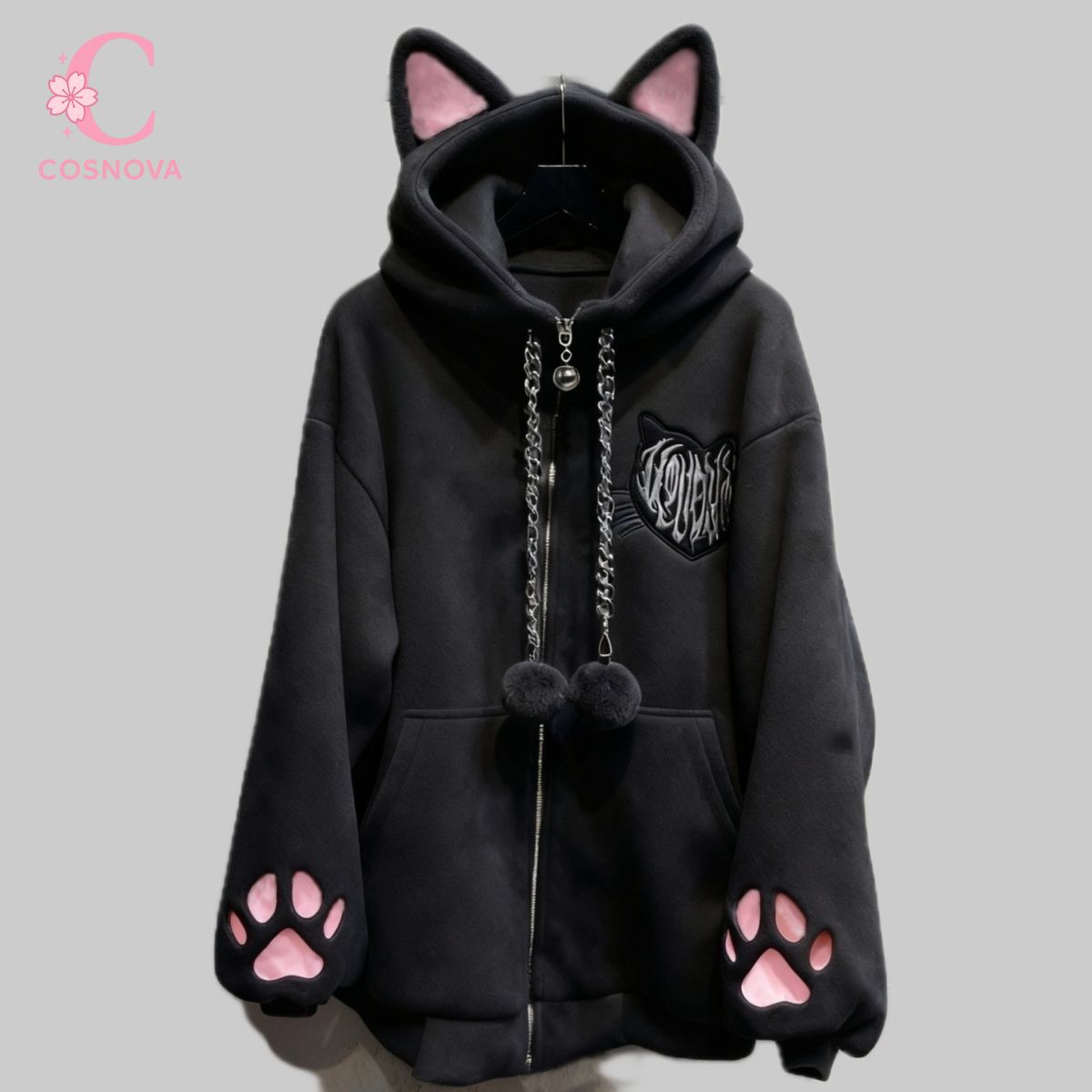 Women'S Fashion Zip Up Hoodies - 하라주쿠 펑크 고딕 애니메이션 스타일 고양이