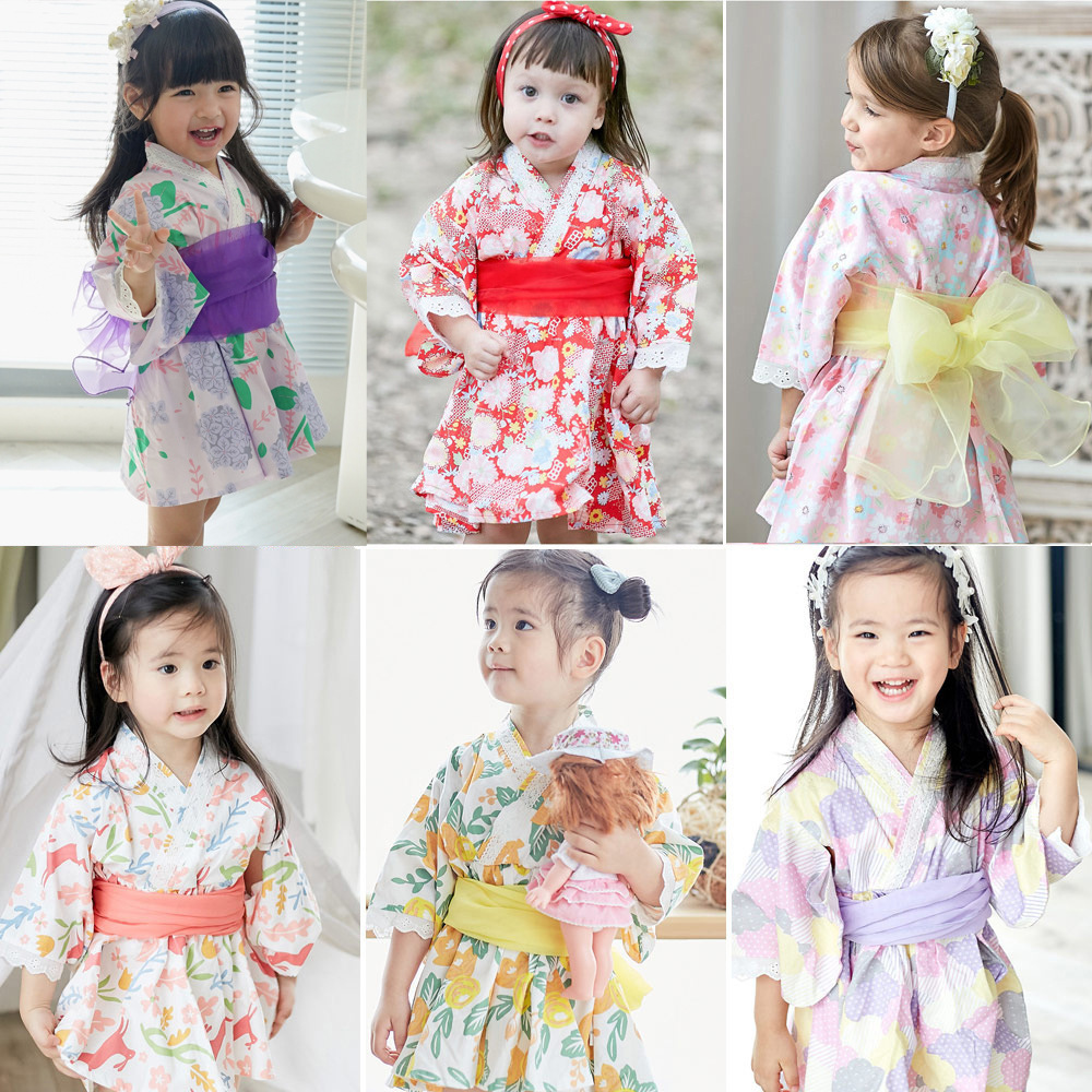 Floral Summer Dress - 일본식 기모노 드레스 레드 꽃무늬 유카타