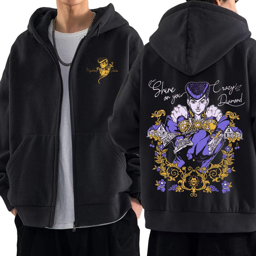 Women'S Fashion Zip Up Hoodies - 애니메이션 조조 기묘한 모험 지퍼 후드