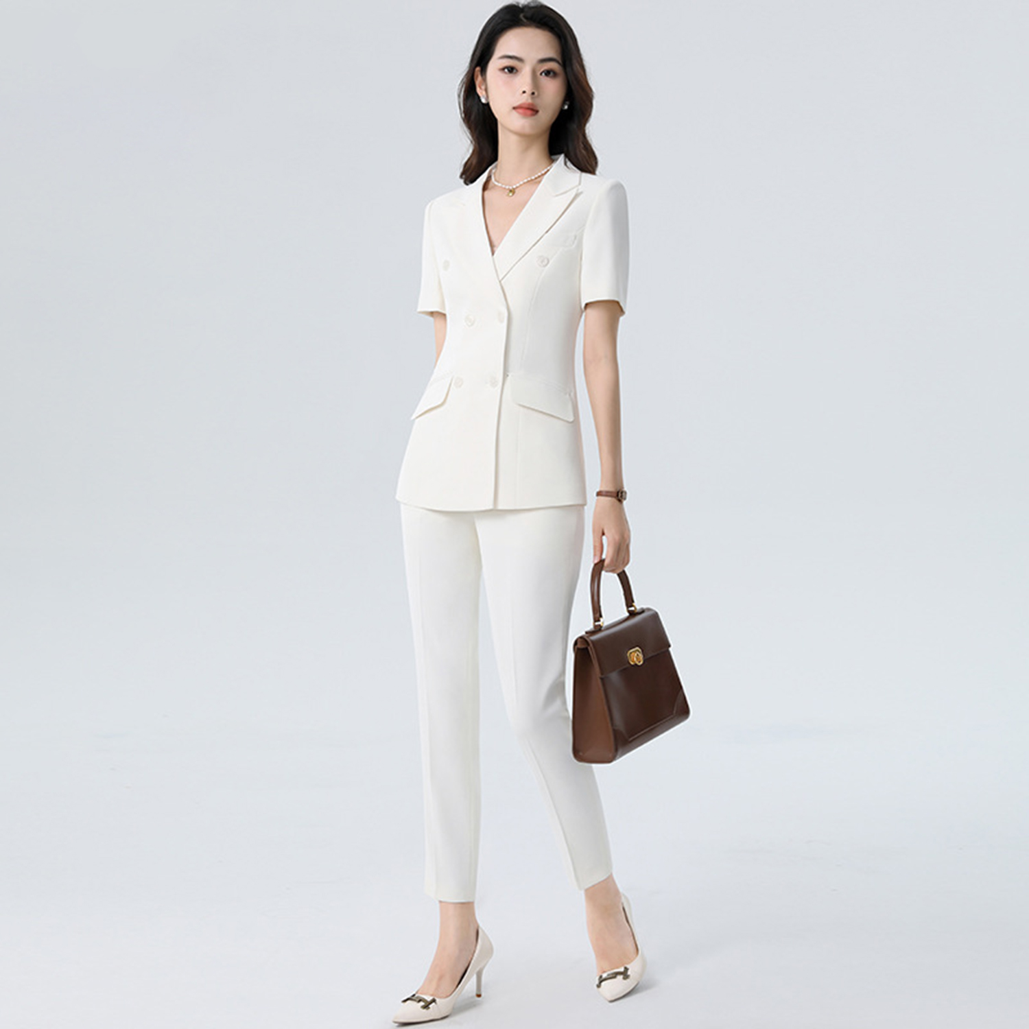 Women'S Fashion Blazer - 올링젠틀 화이트 여성 슬림핏 투피스 수트