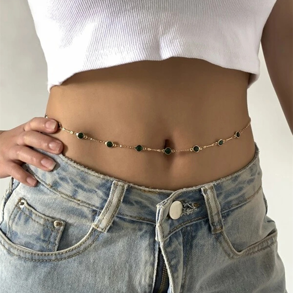 Women'S Y2K Fashion Aesthetic - 패션 섹시한 빈티지 미적 배꼽 체인