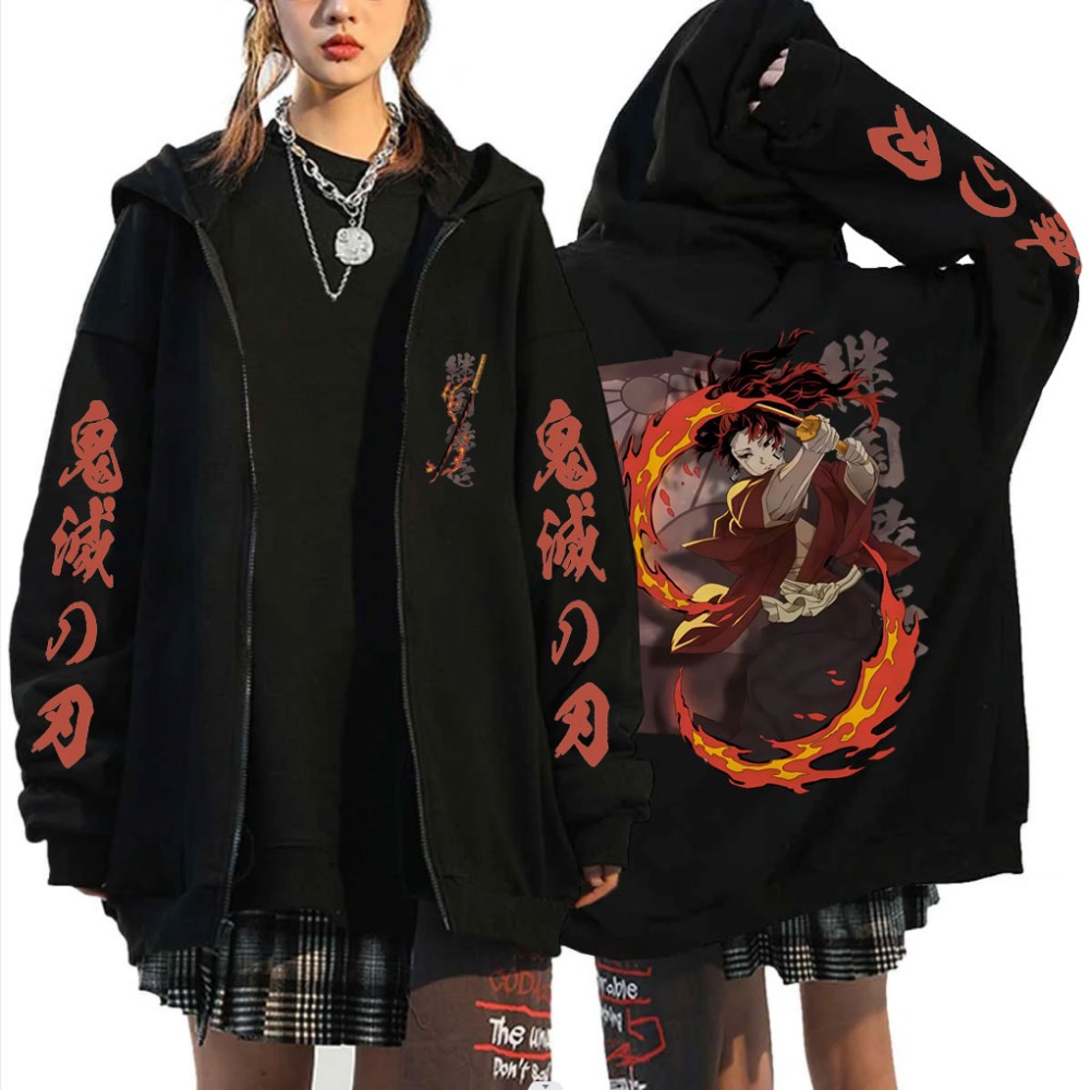 Women'S Fashion Zip Up Hoodies - 신제품 귀멸의 칼날 츠기쿠니 요리이치 굿즈