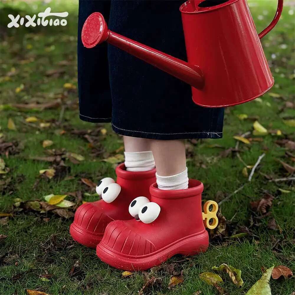 Women'S Fashion Rain Boots - 여성 장화 둥근 발가락 큰 눈