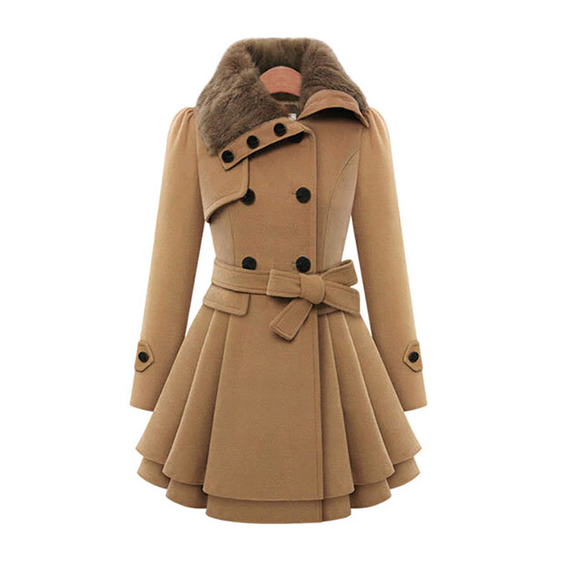 Sherpa Coat Women - 여성을위한 겨울 슬림 롱 울 셰르파
