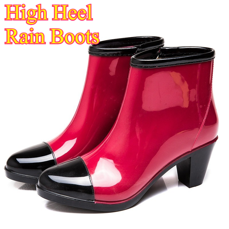 여성용 하이힐 레인부츠 짧은 발목 방수 미끄럼 방지 웨 - Women'S Fashion Rain Boots 리뷰 및 가격