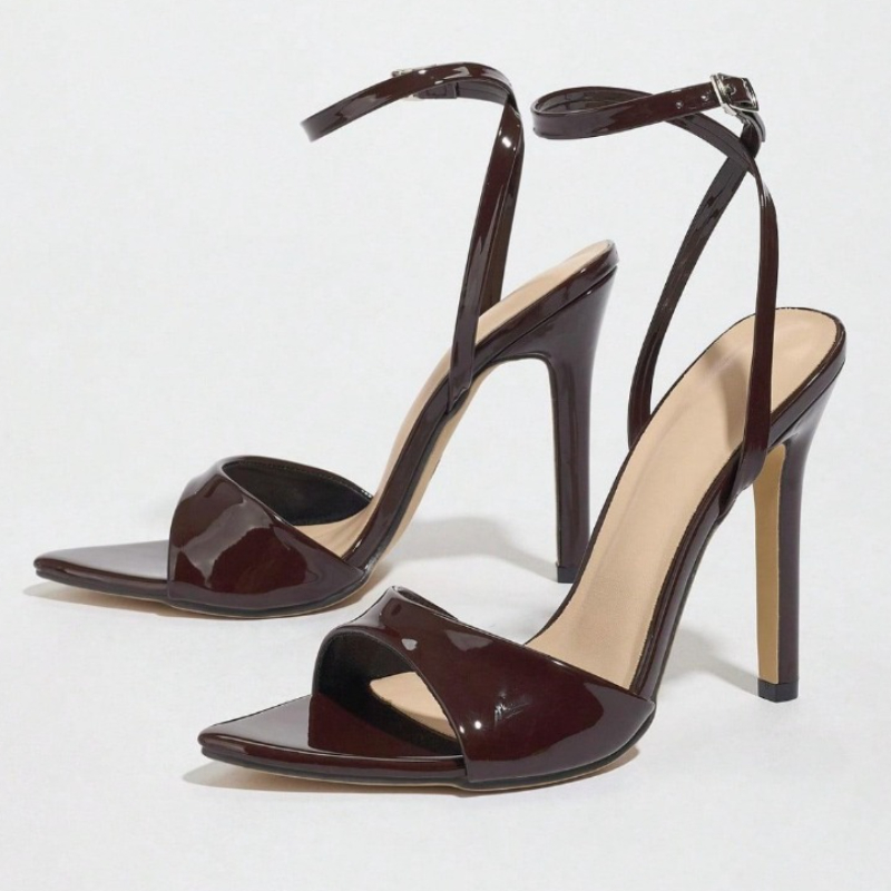 커피색 에나멜 가죽 힐 샌들 여성 패션 포인티드 토 앵 - Women'S Fashion Brand Shoes 리뷰 및 가격