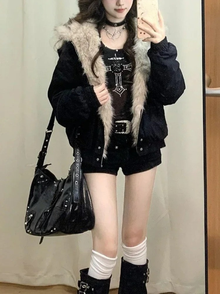 Y2k 고딕 빈티지 블랙 지퍼 업 후드티 여성 2000 - Women'S Fashion Zip Up Hoodies 리뷰 및 가격