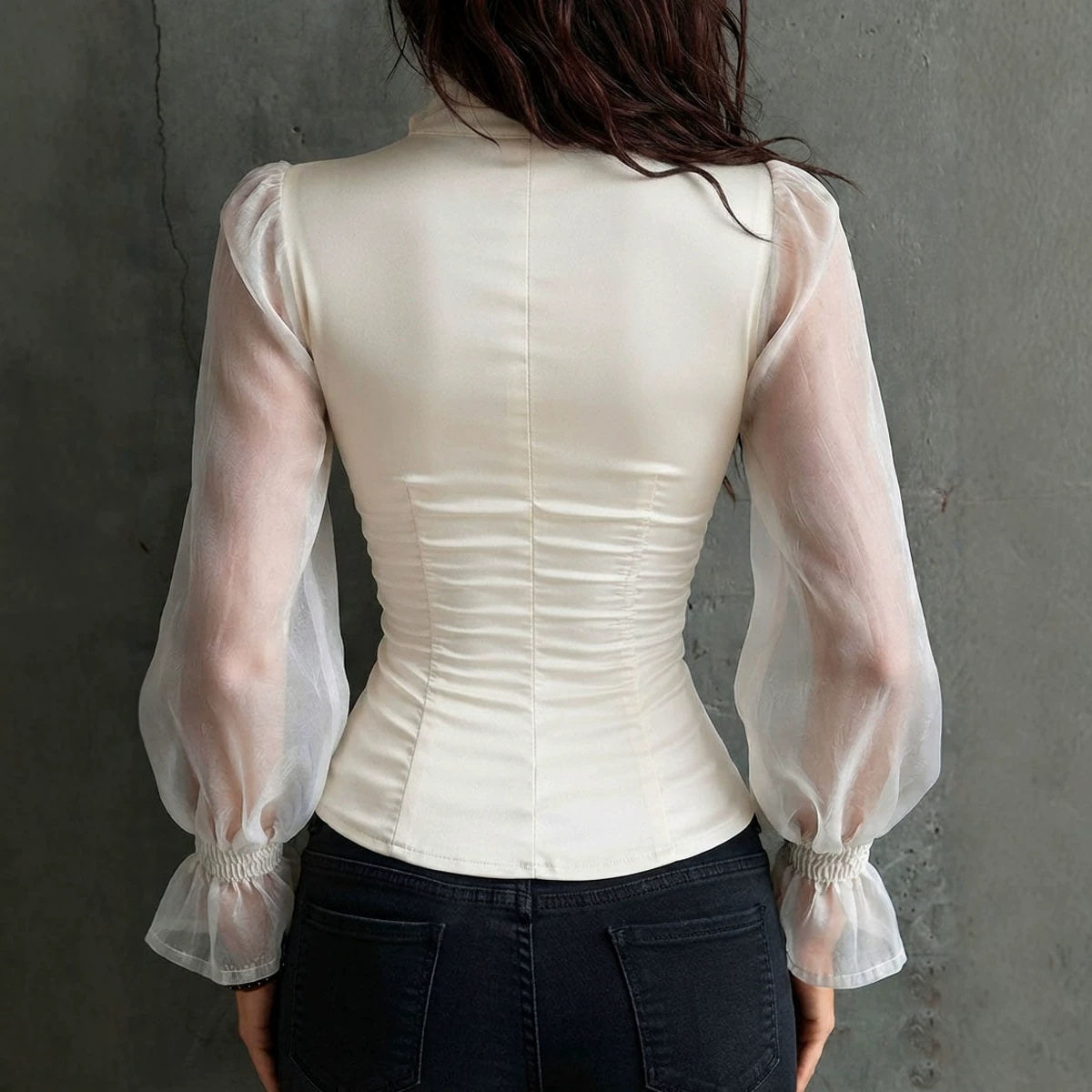 프랑스 화이트 코르셋 탑 여성 딥 V넥 시스루 플레어  - Corset Top Boned 리뷰 및 가격