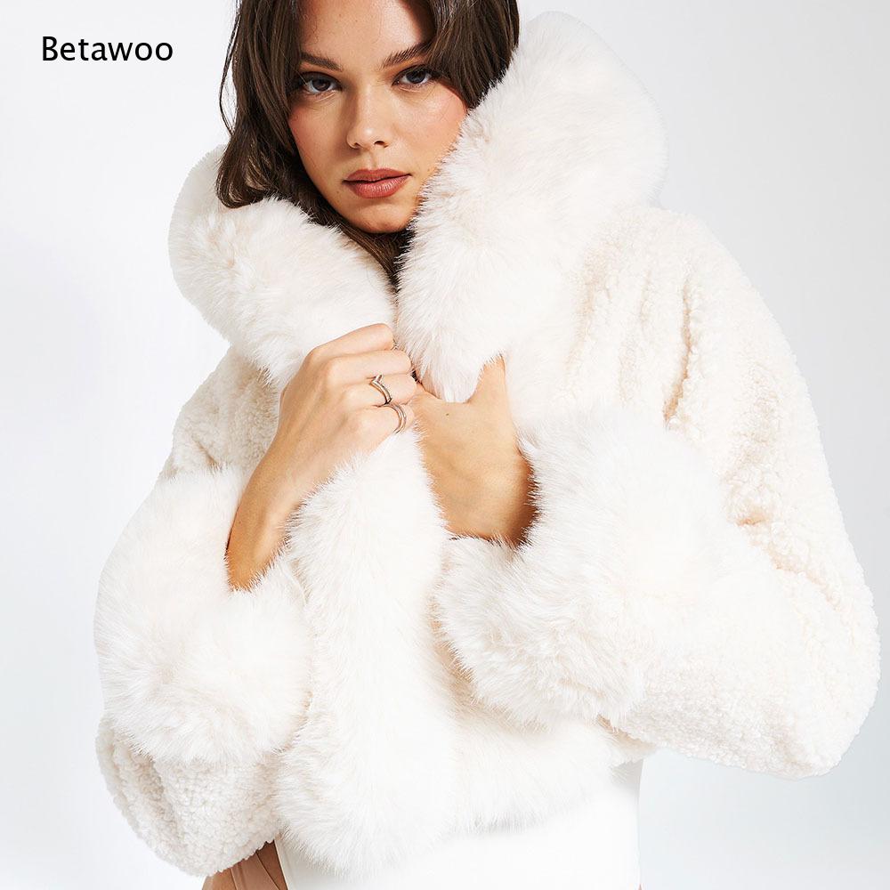 여성용 페이크 퍼 트리밍 빅 칼라 크롭 테디 재킷 플러 - Sherpa Coat Women 리뷰 및 가격
