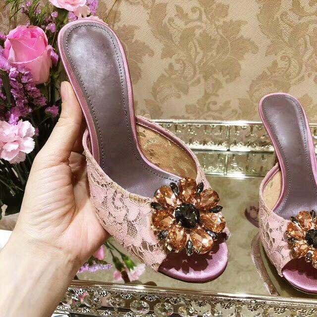 다이아몬드 플라워 하이힐 레이스 슬리퍼, 섹시한 핍 토 - Floral Summer Dress 리뷰 및 가격
