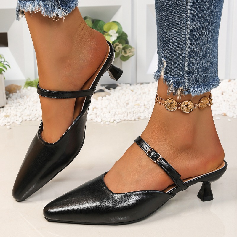 여성 포인티드 토 슬리퍼 미드 힐 패션 우아한 뮬 슈즈 - Women'S Fashion Brand Shoes 리뷰 및 가격