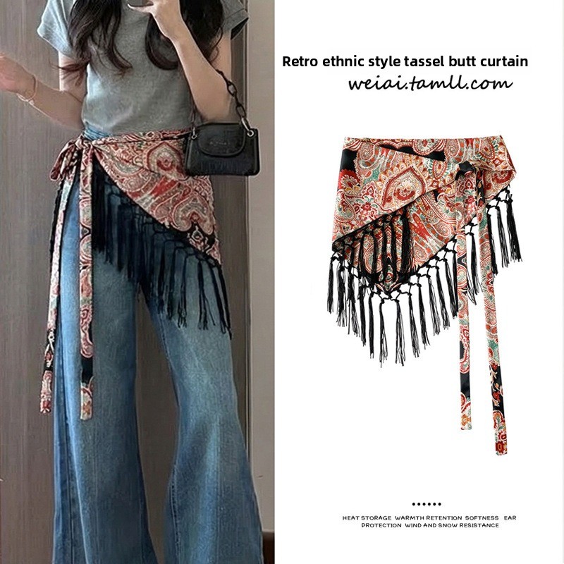 태슬 타이 허리띠 프린트 삼각 스카프 여성 봄 여름 패 - Women'S Fashion Layering 리뷰 및 가격