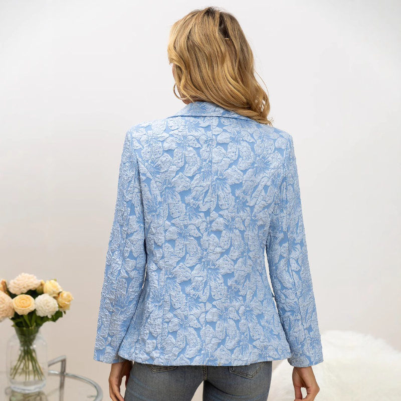블루 자카드 여성 정장 재킷 싱글 버튼 우아한 블레이저 - Women'S Fashion Blazer 리뷰 및 가격