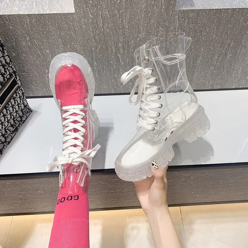 투명 플랫폼 부츠 2026 새로운 패션 여성 방수 발목 - Women'S Fashion Rain Boots 리뷰 및 가격
