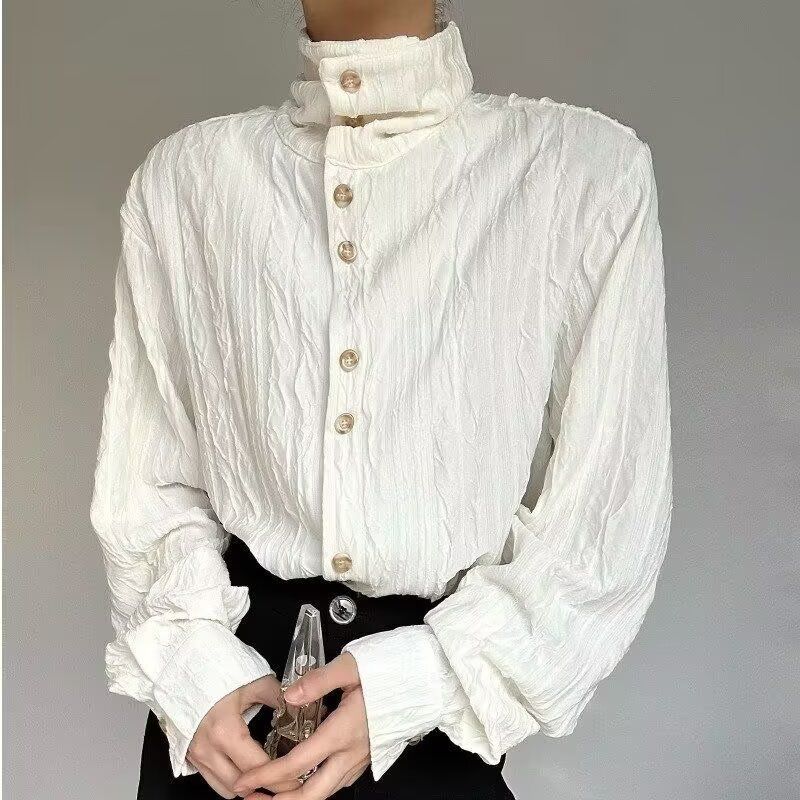 Y2K 하라주쿠 여성용 우아한 스탠드 칼라 긴팔 티셔츠 - Women'S Y2K Fashion Aesthetic 리뷰 및 가격