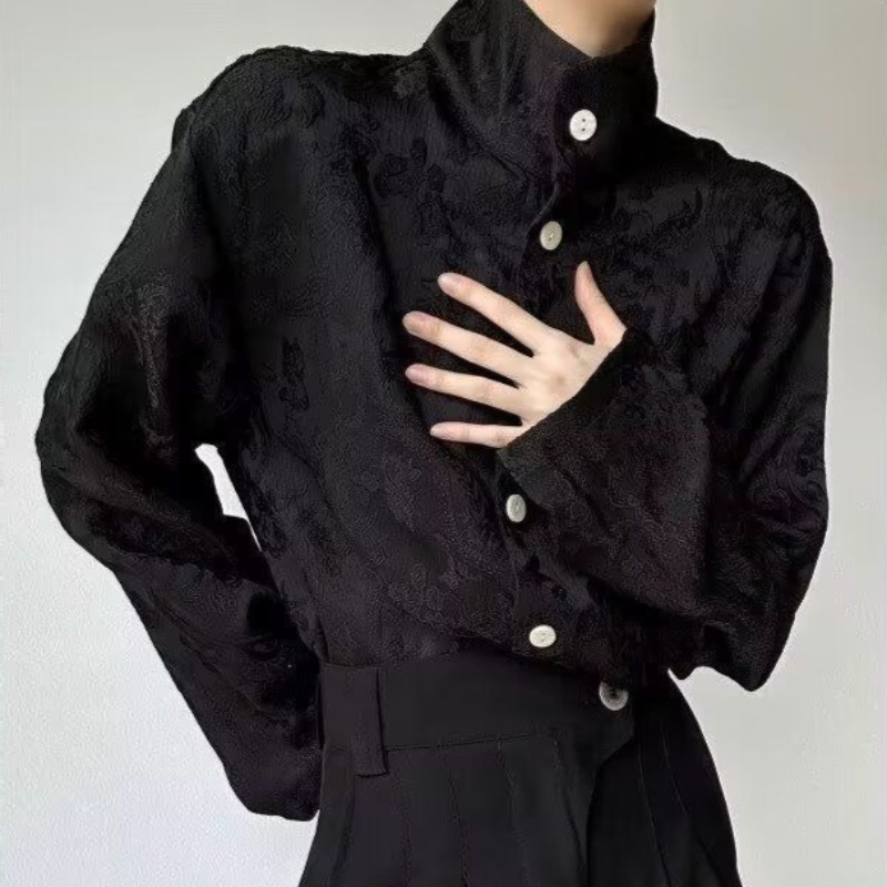 Y2K 하라주쿠 여성용 우아한 스탠드 칼라 긴팔 티셔츠 - Women'S Y2K Fashion Aesthetic 리뷰 및 가격