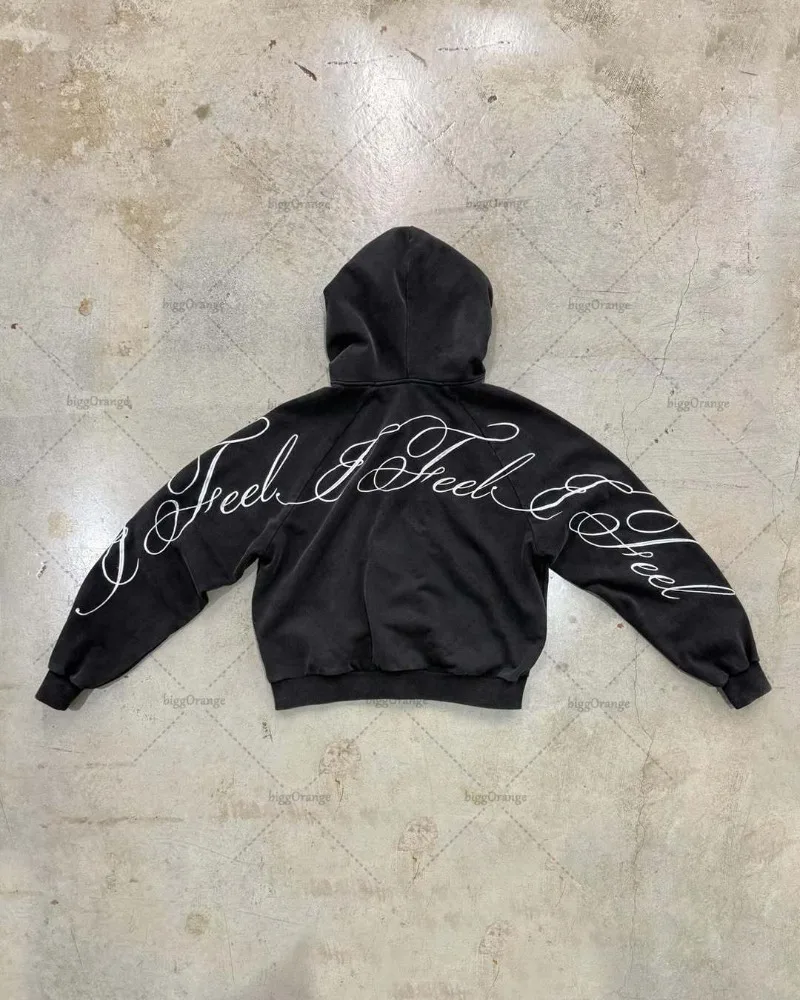 Y2K 하라주쿠 고딕 레터 프린트 레트로 패션 남성과  - Women'S Fashion Zip Up Hoodies 리뷰 및 가격