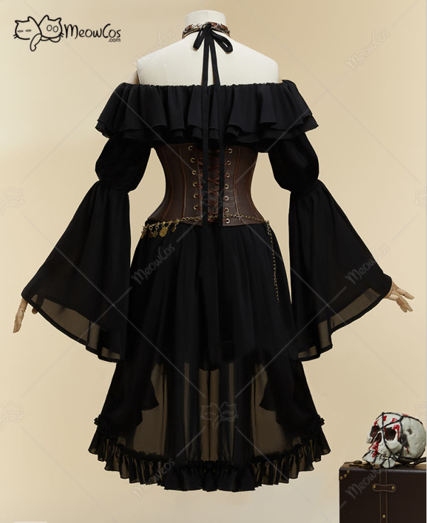 MOBBUNNY 여성용 할로윈 검은 해적 스타일 정장  - Corset Top Boned 리뷰 및 가격