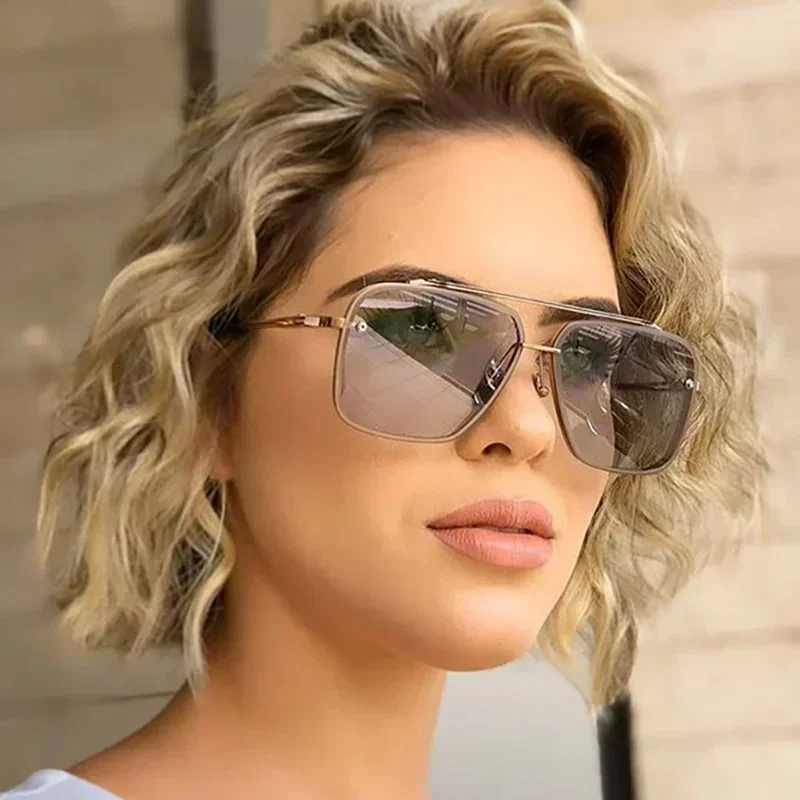 대형 사각형 선글라스 여성 새로운 패션 금속 선글라스  - Women'S Fashion Eyewear 리뷰 및 가격