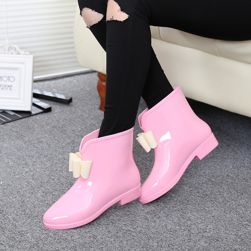 여성 꽃 Bowtie 발목 부츠 겨울 장화 여성 방수  - Women'S Fashion Rain Boots 리뷰 및 가격