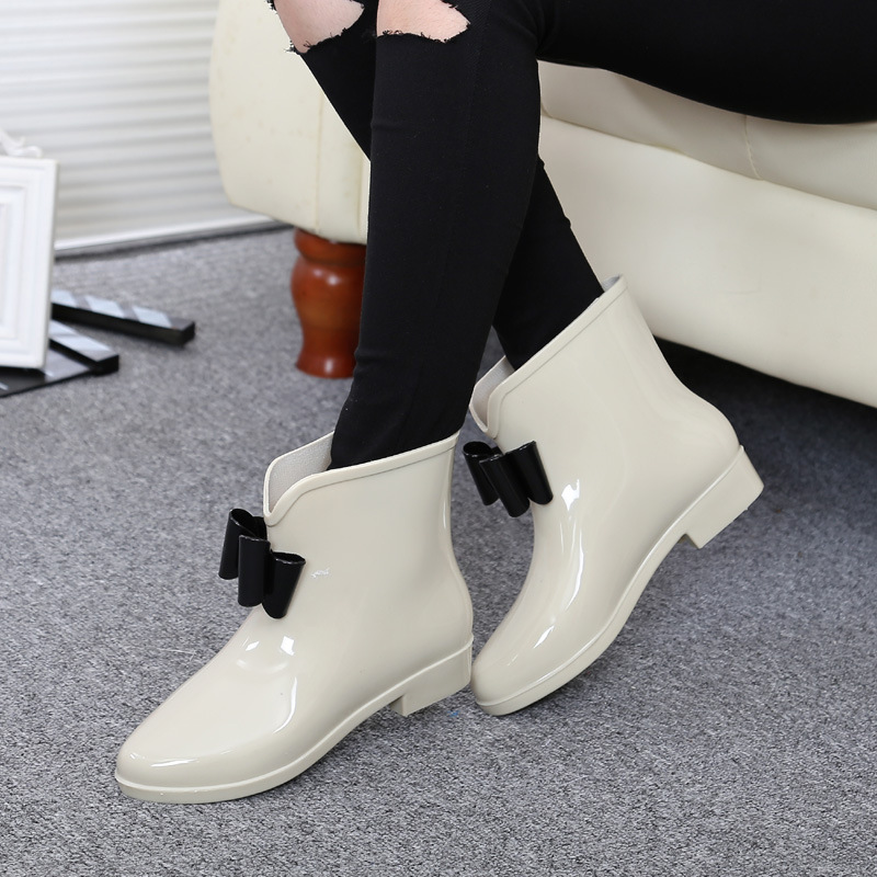 여성 꽃 Bowtie 발목 부츠 겨울 장화 여성 방수  - Women'S Fashion Rain Boots 리뷰 및 가격