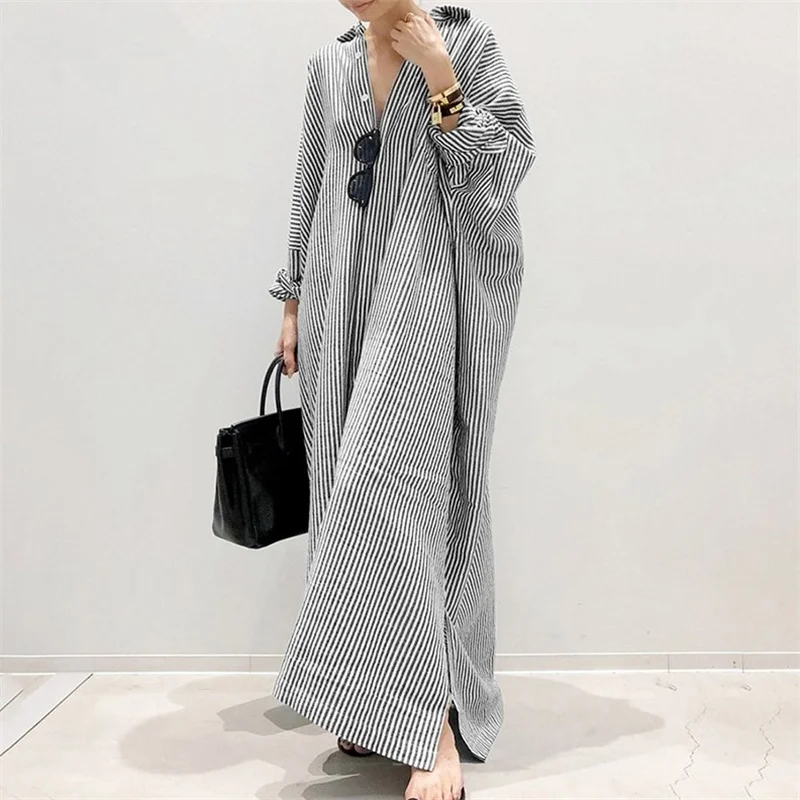 우아한 사무실 통근용 스트라이프 프린트 드레스, 여성용 - Longline Cardigan Knit 리뷰 및 가격