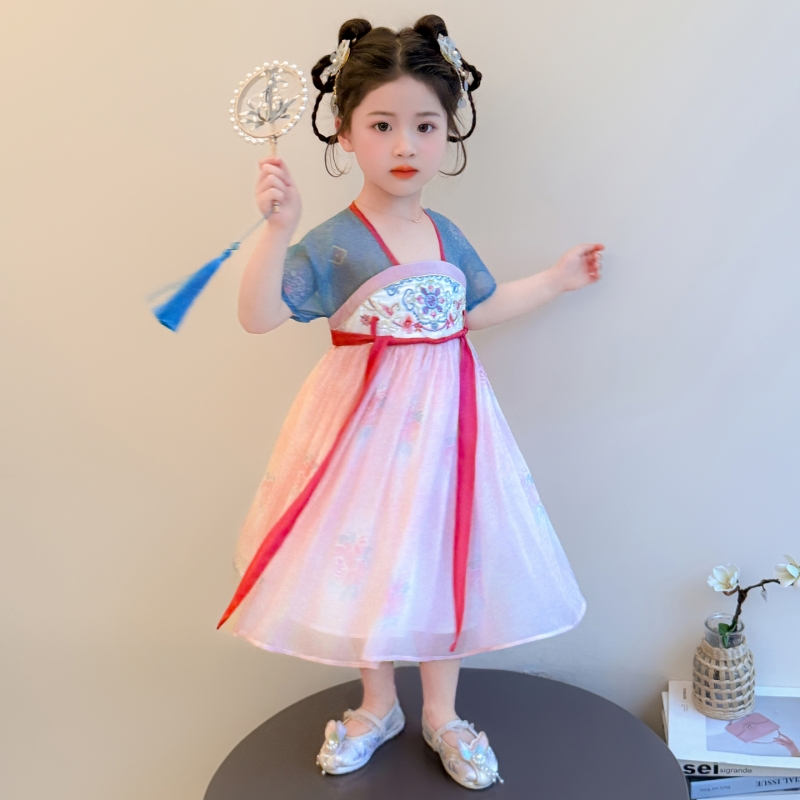 유아 소녀 새로운 중국 스타일 레이어드 일루전 2PC  - Floral Summer Dress 리뷰 및 가격
