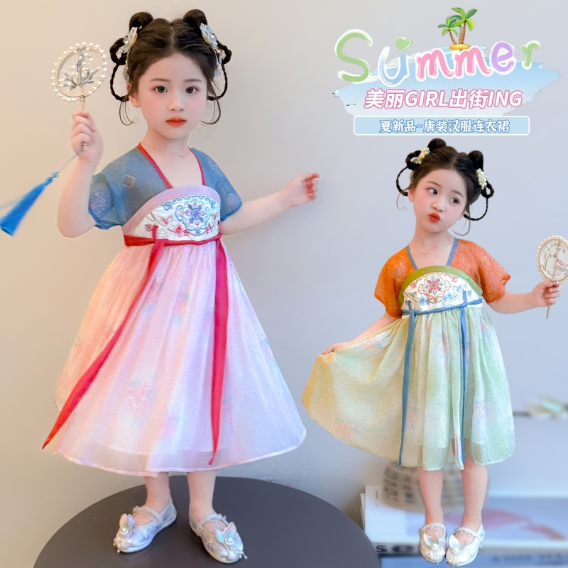 유아 소녀 새로운 중국 스타일 레이어드 일루전 2PC  - Floral Summer Dress 리뷰 및 가격