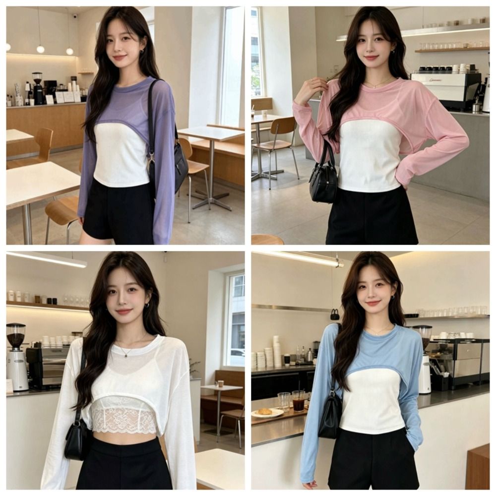 경량 메쉬 자외선 차단 커버업 반팔 통기성 메쉬 숄탑  - Women'S Fashion Layering 리뷰 및 가격