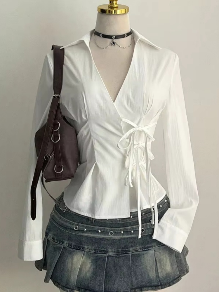 패션 긴팔 블라우스 섹시한 여성 슬림핏 셔츠 v 넥 하 - Women'S Y2K Fashion Aesthetic 리뷰 및 가격