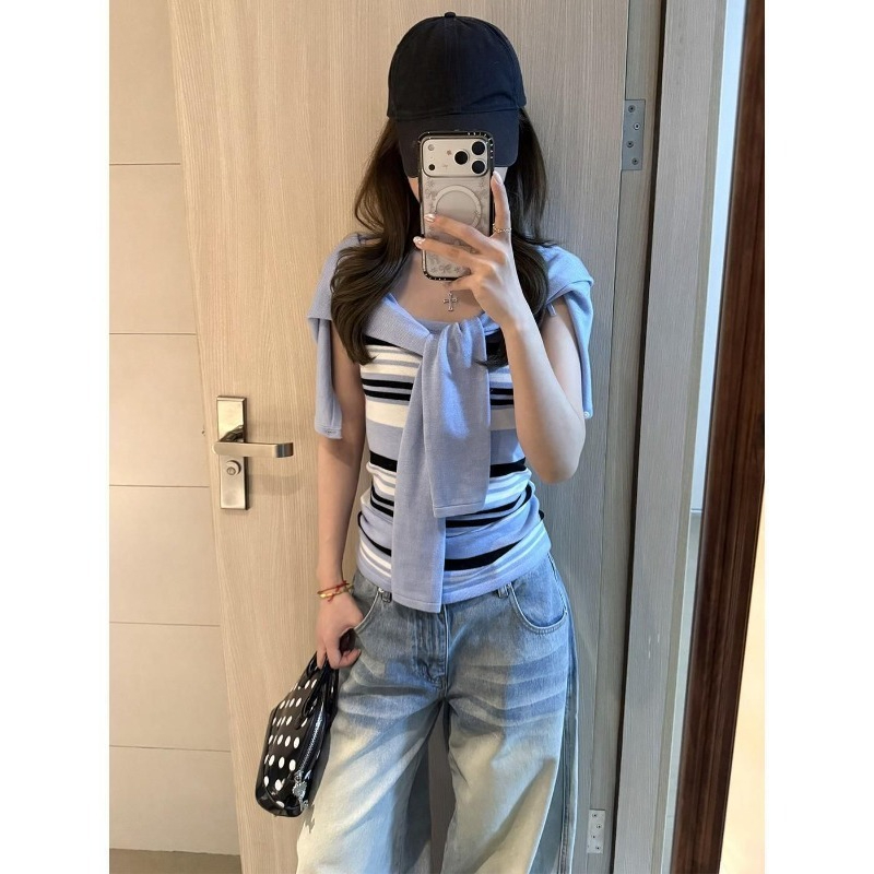 블루 니트 슈트 여성 2026 신상 짧은 스웨터 가디건 - Women'S Y2K Fashion Aesthetic 리뷰 및 가격
