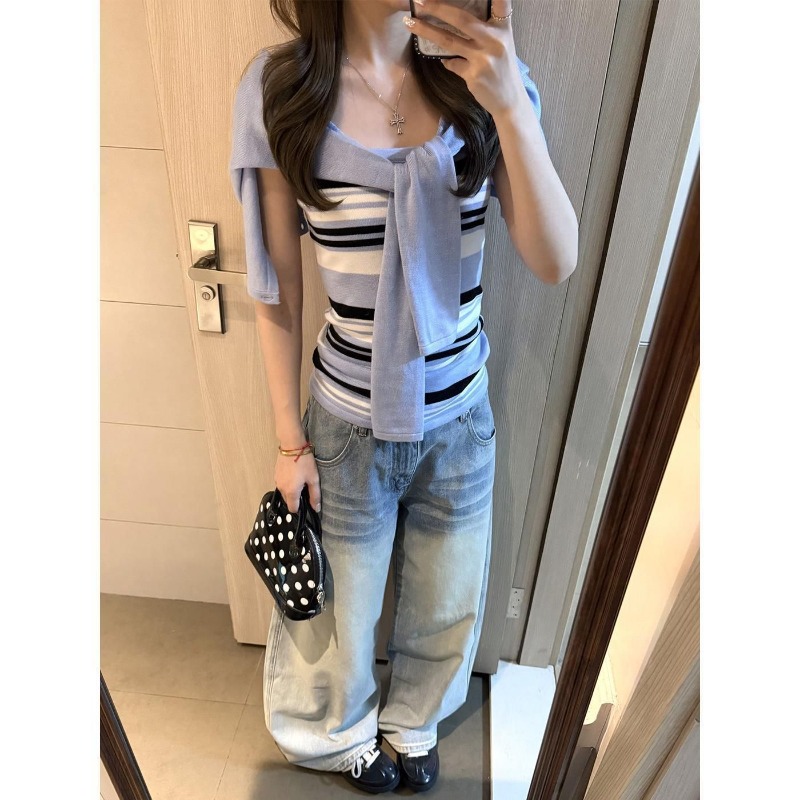 블루 니트 슈트 여성 2026 신상 짧은 스웨터 가디건 - Women'S Y2K Fashion Aesthetic 리뷰 및 가격