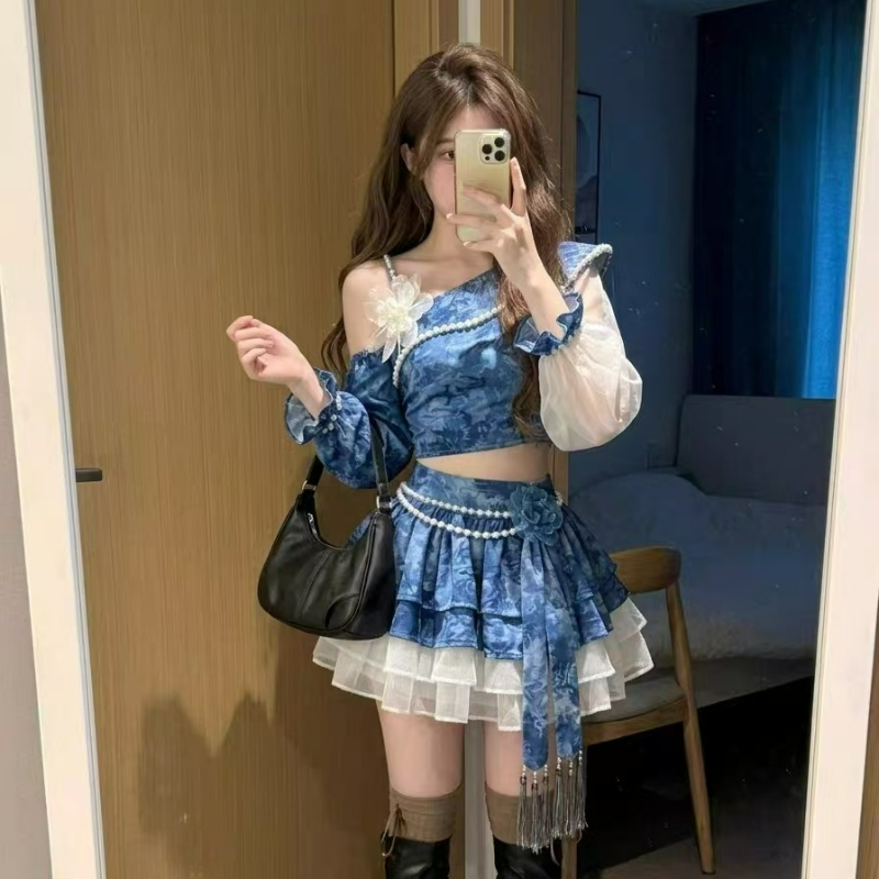 일본 스타일 빈티지 엘레강스 로리타 스커트 세트 여성용 - Asymmetric Top Women 리뷰 및 가격
