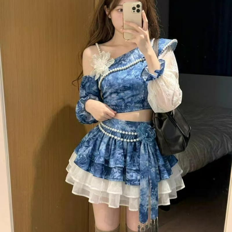 일본 스타일 빈티지 엘레강스 로리타 스커트 세트 여성용 - Asymmetric Top Women 리뷰 및 가격