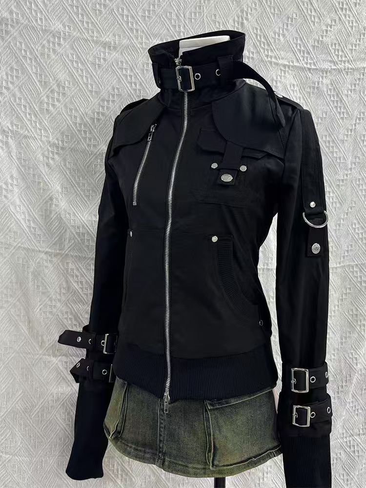 Y2K 고딕 블랙 슬림 더블 지퍼 후드티 여성용 Y2K - Women'S Fashion Zip Up Hoodies 리뷰 및 가격