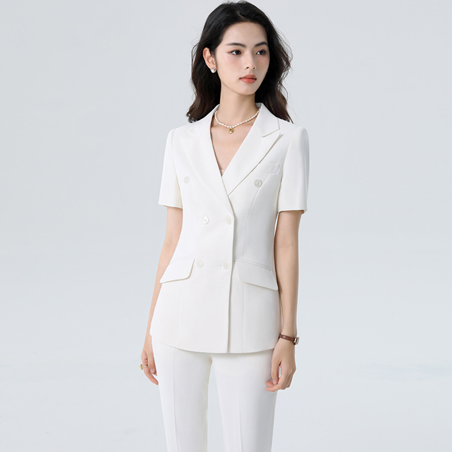 올링젠틀 화이트 여성 슬림핏 투피스 수트 패션 반팔 블 - Women'S Fashion Blazer 리뷰 및 가격