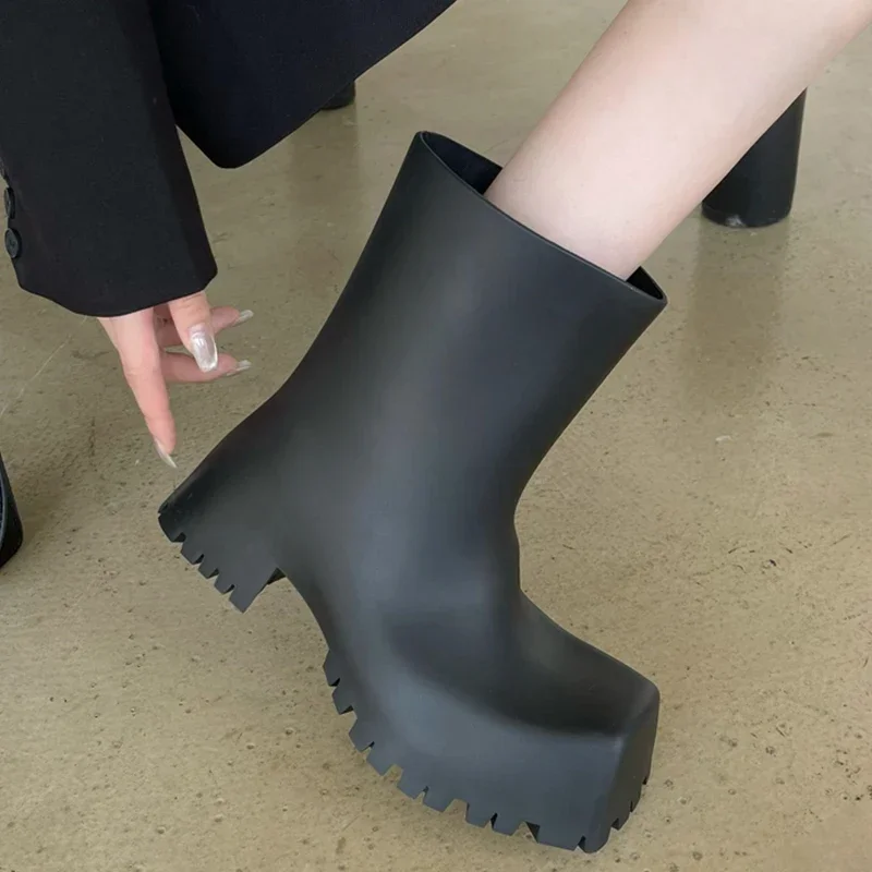 고품질 부드러운 가죽 PU 발목 부츠 여성 패션 방수  - Women'S Fashion Rain Boots 리뷰 및 가격