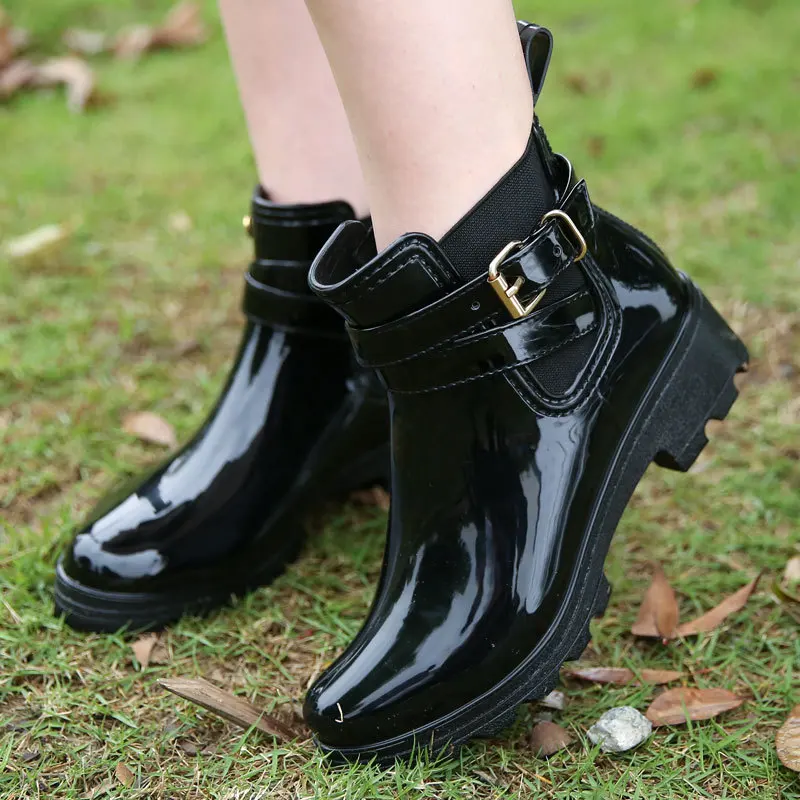 여성 신발 패션 방수 레인 슈즈 여성 가죽 발목 부츠  - Women'S Fashion Rain Boots 리뷰 및 가격