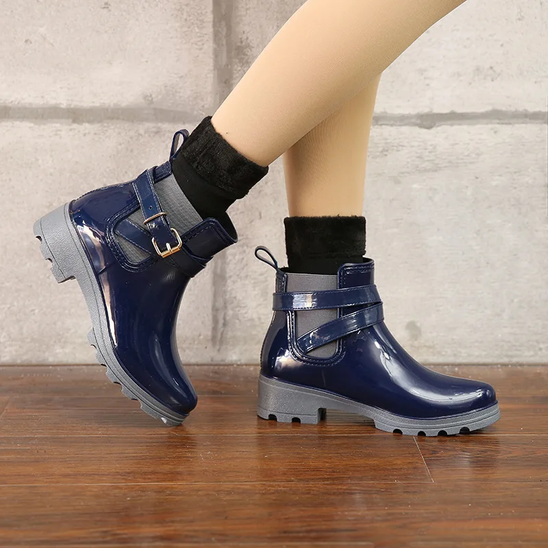 여성 신발 패션 방수 레인 슈즈 여성 가죽 발목 부츠  - Women'S Fashion Rain Boots 리뷰 및 가격