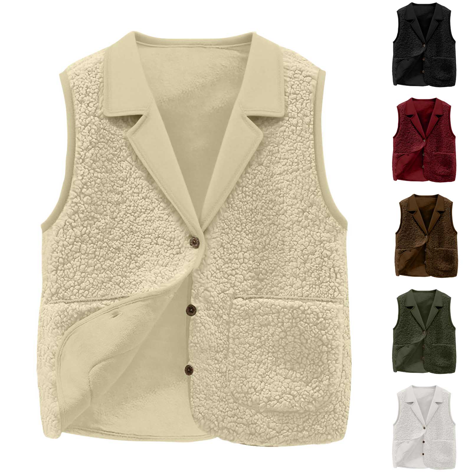 여성용 셰르파 플리스 조끼, 라펠 칼라, 버튼 프론트, - Sherpa Coat Women 리뷰 및 가격