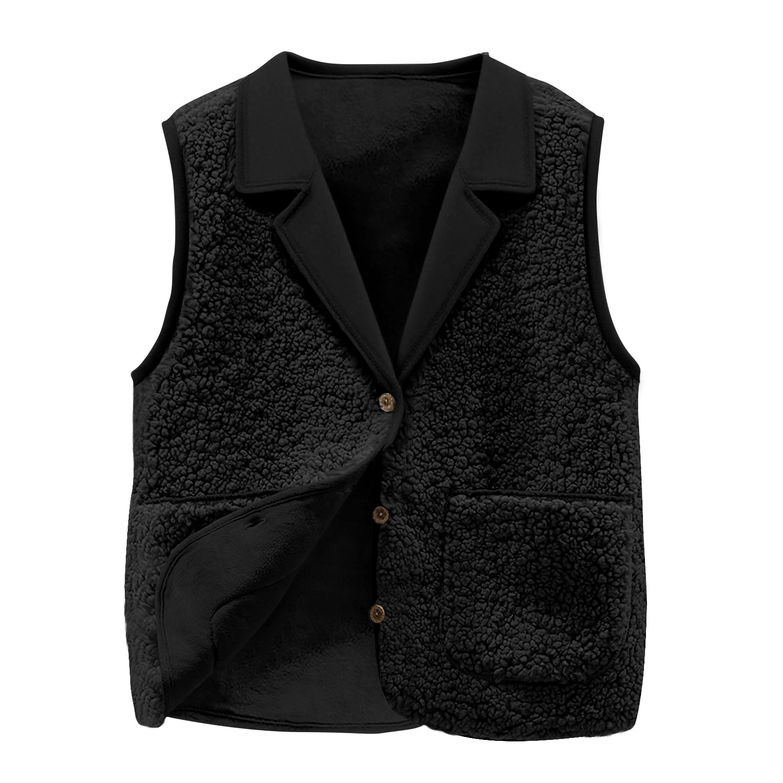 여성용 셰르파 플리스 조끼, 라펠 칼라, 버튼 프론트, - Sherpa Coat Women 리뷰 및 가격